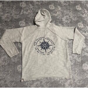 Vineyard Crew Hoodie Pullover Grey Compass Graphic Raglan Sleeve Size M